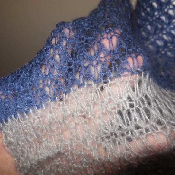 Scarf Knit Stripe White Blue Lurex Long winter - Picture 3 of 8